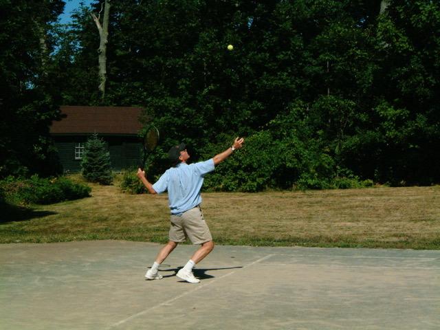 Josh Metcalf with his Tennis Ball Launcher